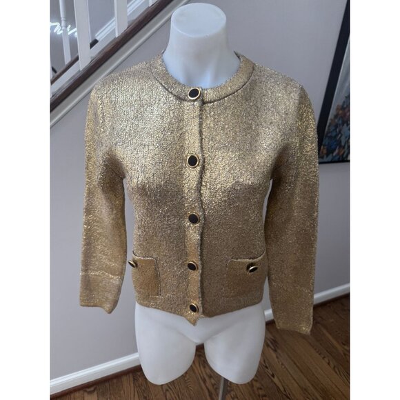 Zara Gold Cardigan Sweater with Cropped Fit - Picture 3 of 7